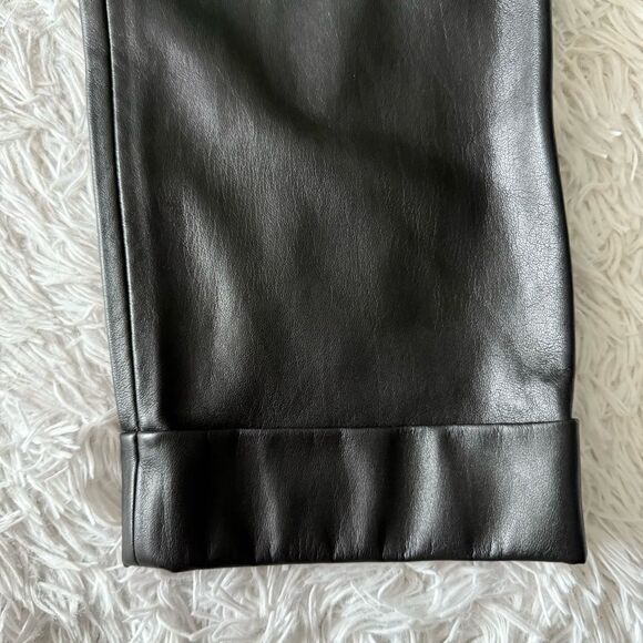 Alice + Olivia Black Faux Leather Ankle Crop Pants with Paper Bag Waist Size M - Picture 3 of 9